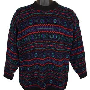 Vintage Woolrich Sweater Womens Size Large 90s Pink Purple Southwestern Geometri